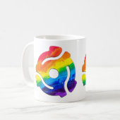 SlipperyJoeのプラスチック45 RPMレコードアダプタ振動 コーヒーマグカップ (正面左)