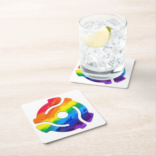 SlipperyJoeのプラスチック45 RPMレコードアダプタ振動 スクエアペーパーコースター (インサイチュ)