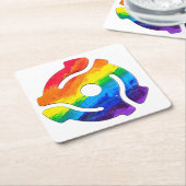 SlipperyJoeのプラスチック45 RPMレコードアダプタ振動 スクエアペーパーコースター (アングル)