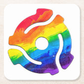 SlipperyJoeのプラスチック45 RPMレコードアダプタ振動 スクエアペーパーコースター (正面)