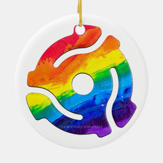 SlipperyJoeのプラスチック45 RPMレコードアダプタ振動 セラミックオーナメント (裏面)