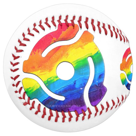 SlipperyJoeのプラスチック45 RPMレコードアダプタ振動 ソフトボール (正面左)