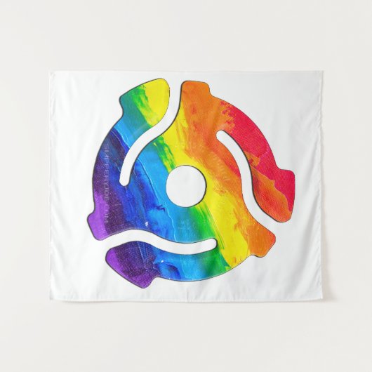 SlipperyJoeのプラスチック45 RPMレコードアダプタ振動 タペストリー (正面(横))