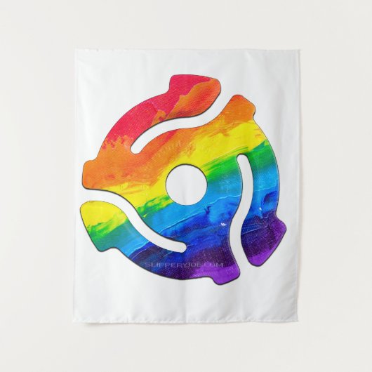 SlipperyJoeのプラスチック45 RPMレコードアダプタ振動 タペストリー (正面)