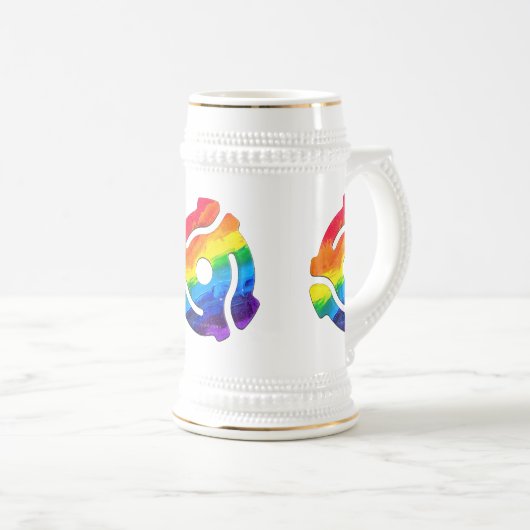 SlipperyJoeのプラスチック45 RPMレコードアダプタ振動 ビールジョッキ (正面右)