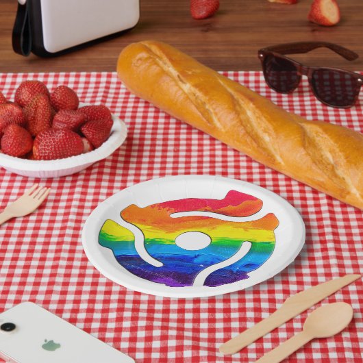 SlipperyJoeのプラスチック45 RPMレコードアダプタ振動 ペーパープレート (ピクニック)