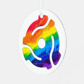 SlipperyJoeのプラスチック45 RPMレコードアダプタ振動 メタルオーナメント (正面左)