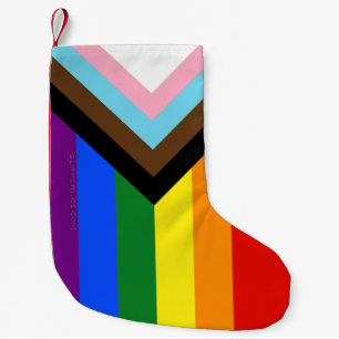 SlipperyJoeのプログレスプライドフラッグ 6色 クラシックホリ スモールクリスマスストッキング