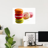 SlipperyJoeのマカロンのクッキーフランスのが積み上げ食品 ポスター (ホームオフィス)