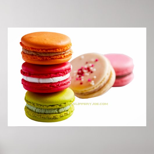 SlipperyJoeのマカロンのクッキーフランスのが積み上げ食品 ポスター (正面)