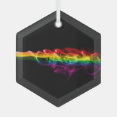 SlipperyJoeのレインボー煙リップル虹c ガラスオーナメント (正面)