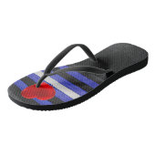 SlipperyJoeのレザープライドフラグ 黒 ロイヤルブルー ビーチサンダル (アングル)