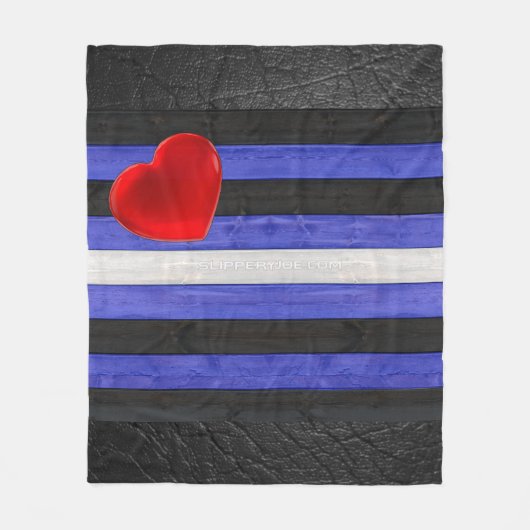 SlipperyJoeのレザープライドフラグ 黒 ロイヤルブルー フリースブランケット (正面)