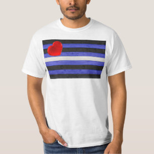 SlipperyJoeのレザープライドフラッグ ブラック ロイヤルブルー Tシャツ