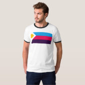 SlipperyJoeの三色ポリアモリー プライドフラグ3色 Tシャツ (正面フル)