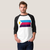 SlipperyJoeの三色ポリアモリー プライドフラグ3色 Tシャツ (正面フル)