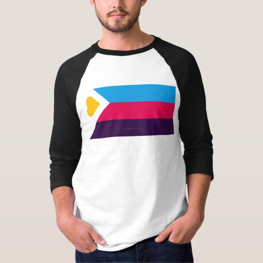 SlipperyJoeの三色ポリアモリー プライドフラグ3色 Tシャツ (正面)
