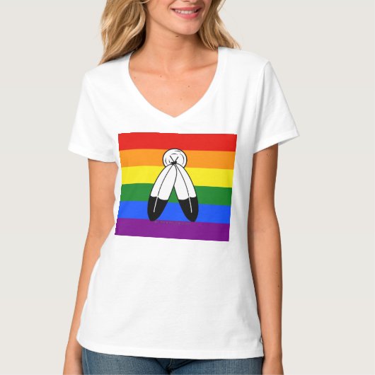 SlipperyJoeの二霊プライド旗の儀式用LGB Tシャツ (正面)