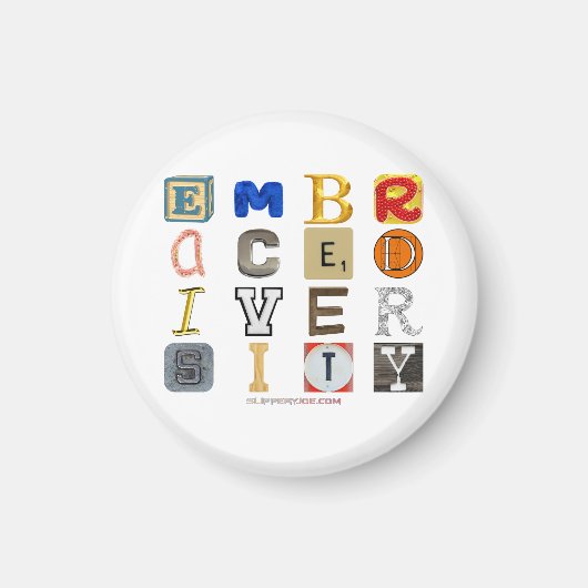 SlipperyJoeの受け入れ多様性カットアウトレターco マグネット (正面)