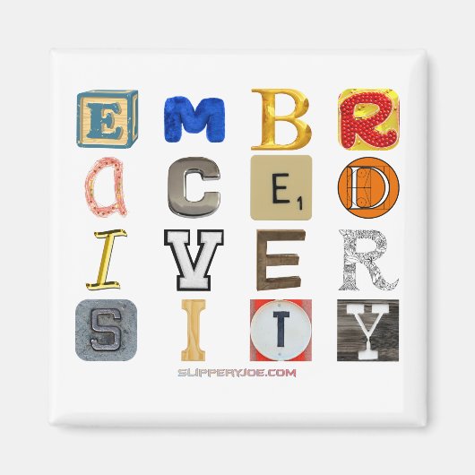 SlipperyJoeの受け入れ多様性カットアウトレターco マグネット (正面)