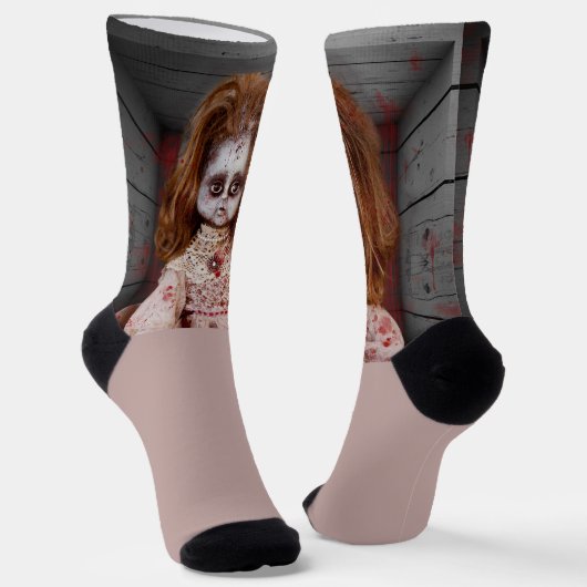 SlipperyJoeの古い人形のハッピーハローウィン不気味なブロー ソックス (傾斜あり)