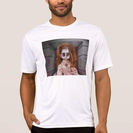 SlipperyJoeの古い人形のハッピーハローウィン不気味なブロー Tシャツ (正面)