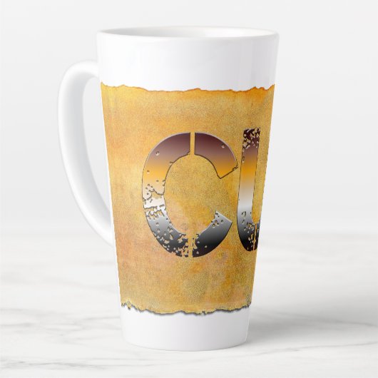 SlipperyJoeの可愛い子はオレンジ色の茶色のトーンをプロの単語を持つ カフェラテマグ (左アングル)