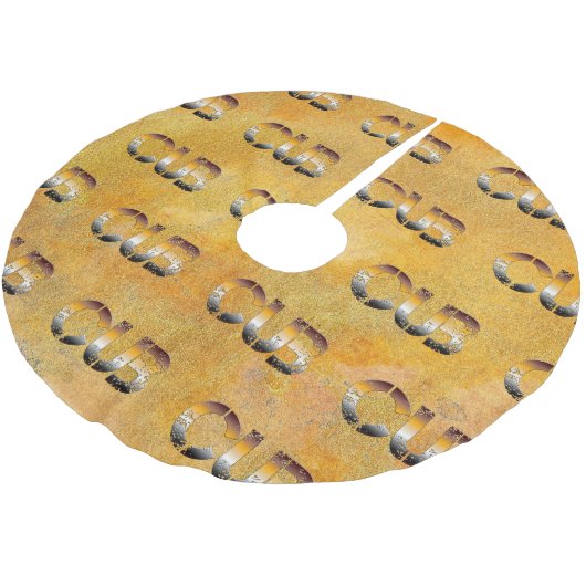 SlipperyJoeの可愛い子はオレンジ色の茶色のトーンをプロの単語を持つ ブラッシュドポリエステルツリースカート (アングル)