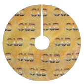 SlipperyJoeの可愛い子はオレンジ色の茶色のトーンをプロの単語を持つ ブラッシュドポリエステルツリースカート (正面)