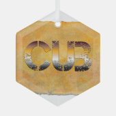 SlipperyJoeの可愛い言葉は金ゴールド茶色の黄褐色の白 ガラスオーナメント (正面)