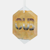 SlipperyJoeの可愛い言葉は金ゴールド茶色の黄褐色の白 ガラスオーナメント (正面左)