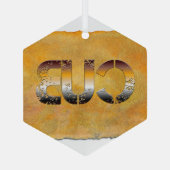 SlipperyJoeの可愛い言葉は金ゴールド茶色の黄褐色の白 ガラスオーナメント (裏面)