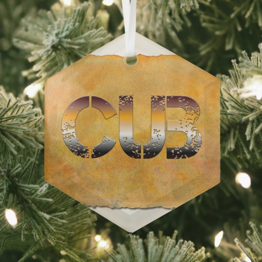 SlipperyJoeの可愛い言葉は金ゴールド茶色の黄褐色の白 ガラスオーナメント (インサイチュ)