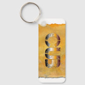 SlipperyJoeの可愛い言葉は金ゴールド茶色の黄褐色の白 キーホルダー (正面)