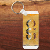 SlipperyJoeの可愛い言葉は金ゴールド茶色の黄褐色の白 キーホルダー (正面)