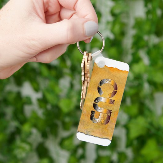 SlipperyJoeの可愛い言葉は金ゴールド茶色の黄褐色の白 キーホルダー (手)