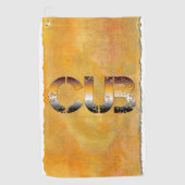 SlipperyJoeの可愛い言葉は金ゴールド茶色の黄褐色の白 ゴルフタオル (正面)