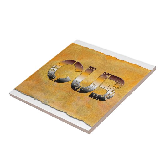 SlipperyJoeの可愛い言葉は金ゴールド茶色の黄褐色の白 タイル (側面)