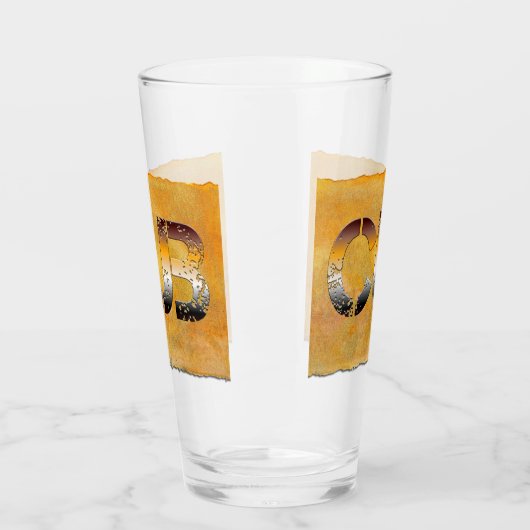 SlipperyJoeの可愛い言葉は金ゴールド茶色の黄褐色の白 タンブラーグラス (左)