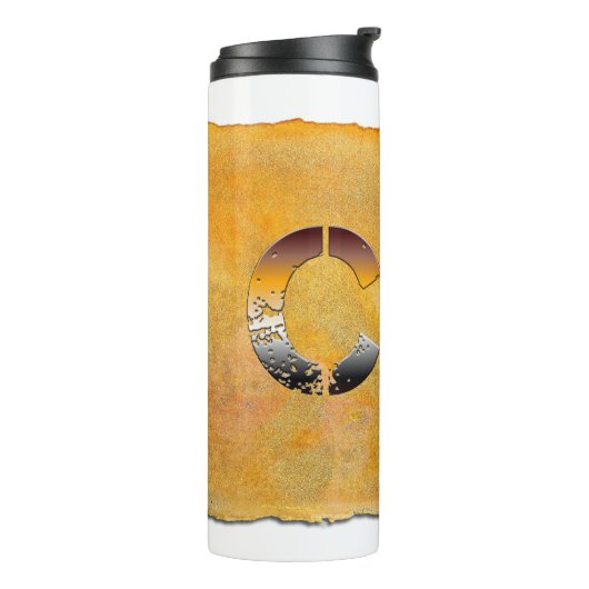 SlipperyJoeの可愛い言葉は金ゴールド茶色の黄褐色の白 タンブラー (回転左)