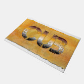 SlipperyJoeの可愛い言葉は金ゴールド茶色の黄褐色の白 ドアマット (アングル)