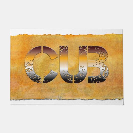 SlipperyJoeの可愛い言葉は金ゴールド茶色の黄褐色の白 ドアマット (正面)