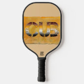 SlipperyJoeの可愛い言葉は金ゴールド茶色の黄褐色の白 ピックルボールラケット (裏面)