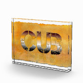 SlipperyJoeの可愛い言葉は金ゴールド茶色の黄褐色の白 フォトブロック (右)