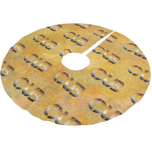 SlipperyJoeの可愛い言葉は金ゴールド茶色の黄褐色の白 ブラッシュドポリエステルツリースカート