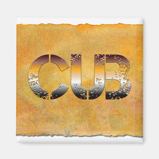 SlipperyJoeの可愛い言葉は金ゴールド茶色の黄褐色の白 マグネット (正面)