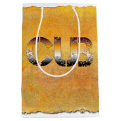 SlipperyJoeの可愛い言葉は金ゴールド茶色の黄褐色の白 ミディアムペーパーバッグ (正面)