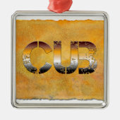 SlipperyJoeの可愛い言葉は金ゴールド茶色の黄褐色の白 メタルオーナメント (正面)