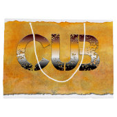 SlipperyJoeの可愛い言葉は金ゴールド茶色の黄褐色の白 ラージペーパーバッグ (裏面)