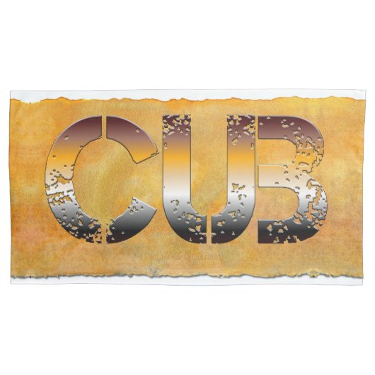 SlipperyJoeの可愛い言葉は金ゴールド茶色の黄褐色の白 枕カバー (正面)